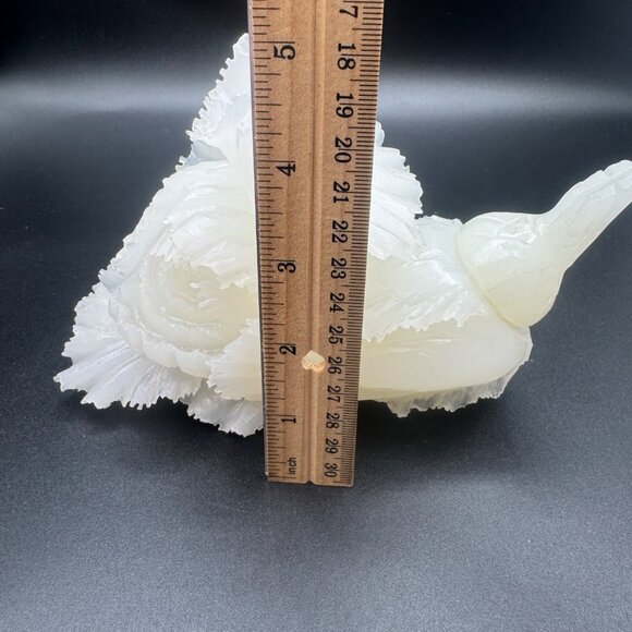 Carved White Jade Cabbage Chinese Wealth Fortune Bok Choy Sculpture Ornament Hom - Picture 13 of 14